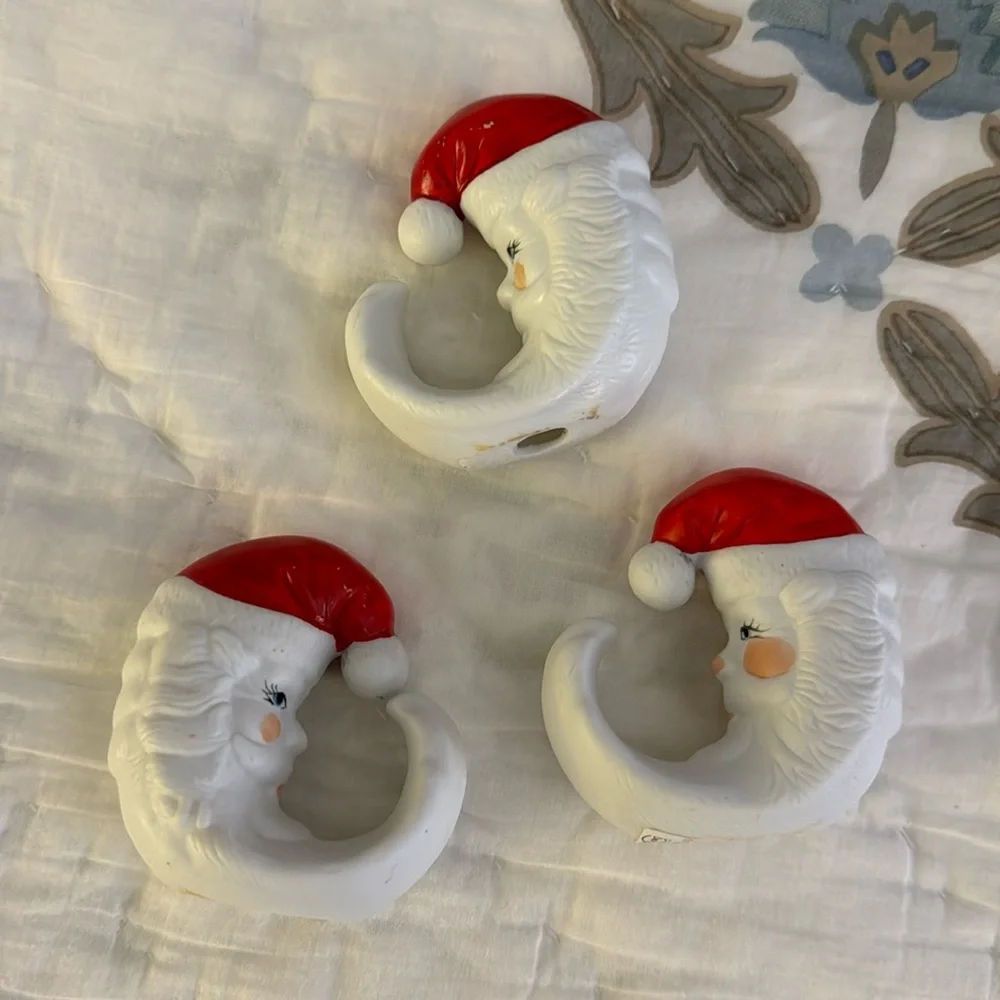 Vintage Set of 3 Department 56 Santa Moon Porcelain Figurine. - Picture 2 of 6